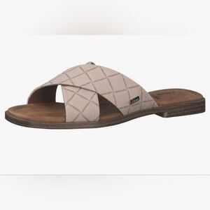 s.Oliver Leather Soft Foam Rose Brown Slide Flats Sandal Sz 42/11 Slip On Boho